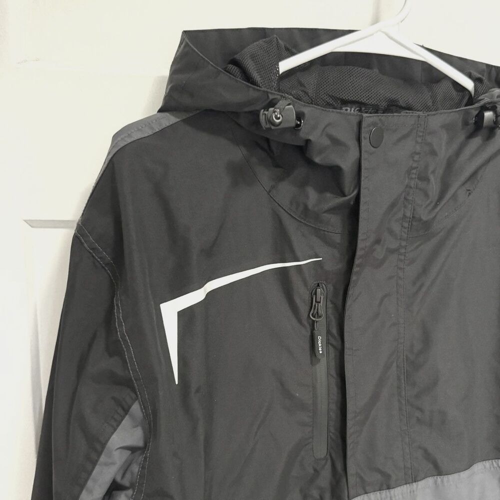 Dickies Mens Large L Waterproof Anorak Jacket 10K Reflective Pullover Black Gray